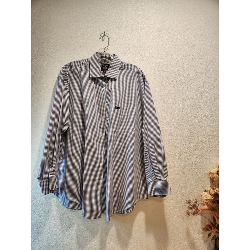 Faconnable Checkered Button Down Shirt Long Sleeve Dress Shirt‎ XL
